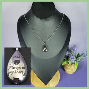 Dad Memorial Teardrop Urn Pendant Necklace (NWOT)